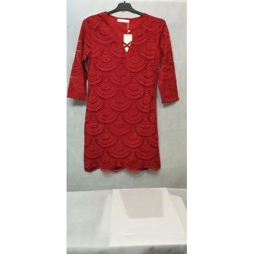 Robe Rouge Manches 3/4 Dentelle Femme Lovie&co Paris Taille Xl