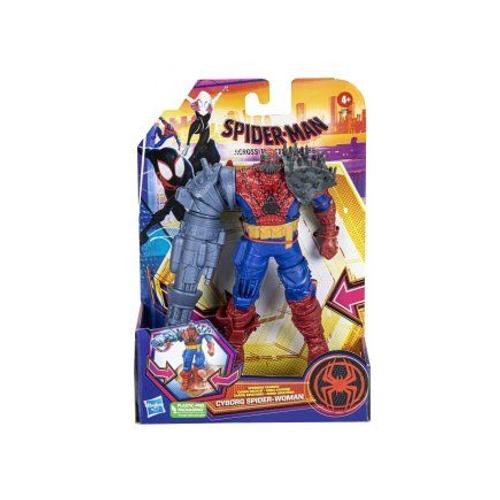 Figurine De Combat Cyborg Spider Woman 15 Cm, Version Deluxe - Spiderman Spider-Verse - Set Personnage Et Carte