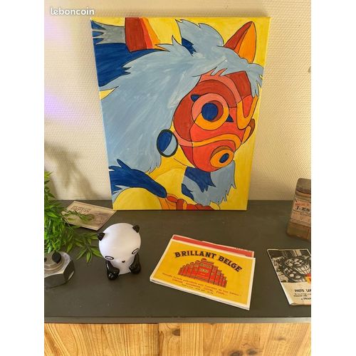 Tableau Ghibli Princesse Mononoke 50x40cm Fait Main