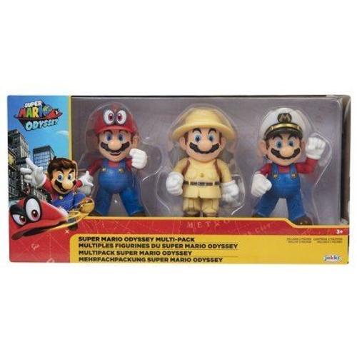 Coffret Pack 3 Figurines Super Mario Odyssey 10 Cm - Personnages Collector, Articule, En Pvc - Set Jouet Enfant, Collection + Carte