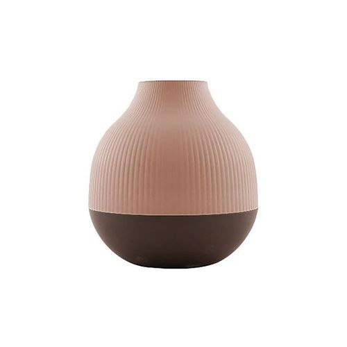 Vase en fibre de bambou 18.1x19cm rose poudré/gris foncé