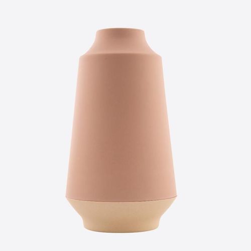 Vase en fibre de bambou 15.1x26.5cm rose poudré-blanc cassé