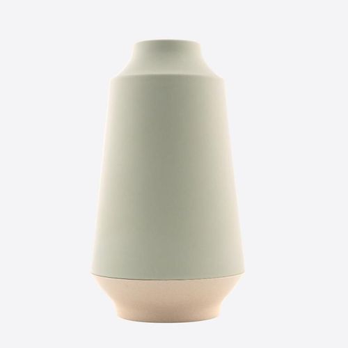 Vase en fibre de bambou 15.1x26.5cm vert sauge/blanc cassé