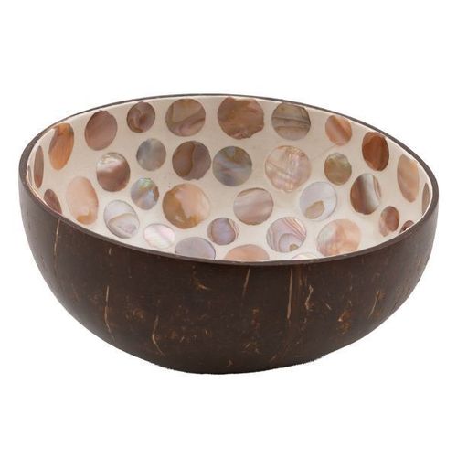 Bol Noix De Coco Diam. 13cm Nacre Pois Naturel Carton De 6 Bols