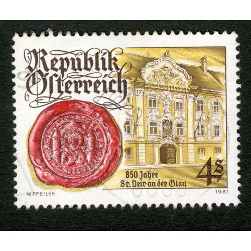 Timbre Oblitéré Republik Osterreich, 850 Jahre St Deit An Der Blan, 1981, 4 S