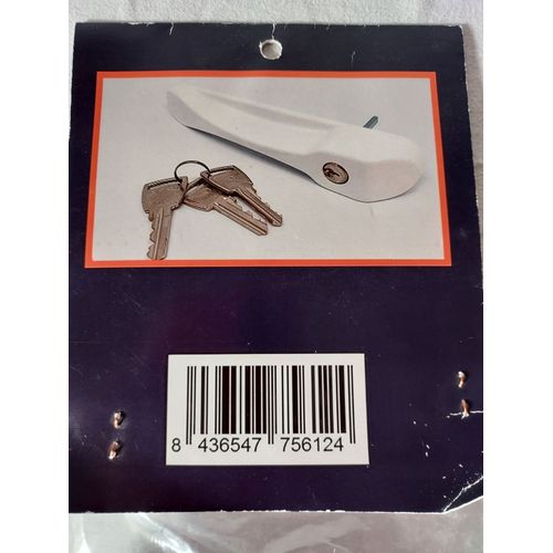 kit serrure exterieu poignee tirage et 3 cles- blanc