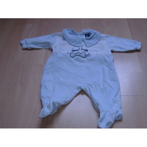 Pyjama "Chien" Bleu Ciel Et Blanc 3 Mois