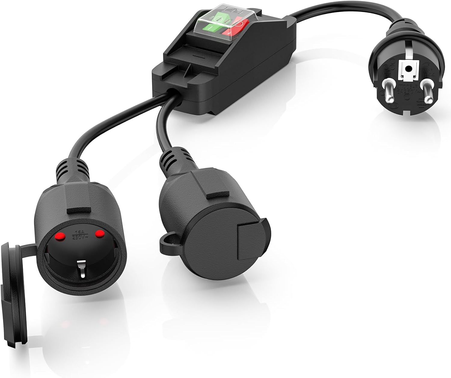 Rallonge avec 2 prises Schuko - Double prise commutable individuell...