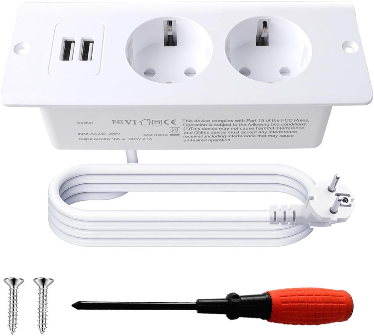Prise Encastrable Plan de Travail avec 2 USB Double Prise Encastrab...