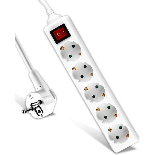 Multiprise 5 Prises avec Interrupteur et Câble 1,5m - Bloc Multipri...