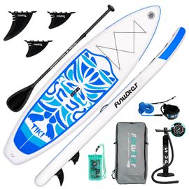 Funwater Planche De Stand Up Paddle Board Gonflable Ultra-Légère Avec Accessoires, Réglables Paddle, Sac À Dos Surf, Pompe, Sac À Téléphone, Sangle Cheville Laisse, Pour Adultes