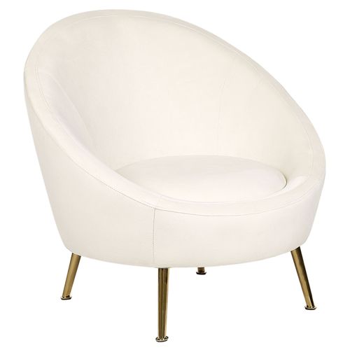 Fauteuil Langa Velours Blanc Cassé