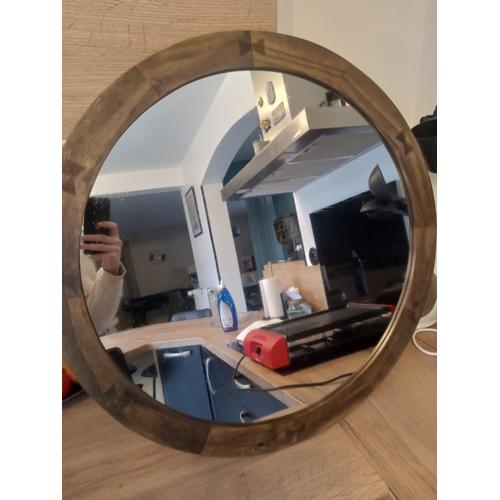 Miroir En Bois 61cm De Diametre Fabriqué A La Main [NEUF]