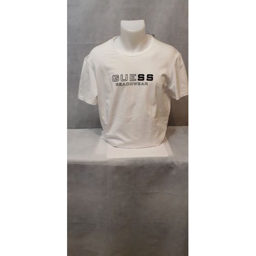 T-Shirt Blanc Manches Courtes Homme Guess Taille Xl