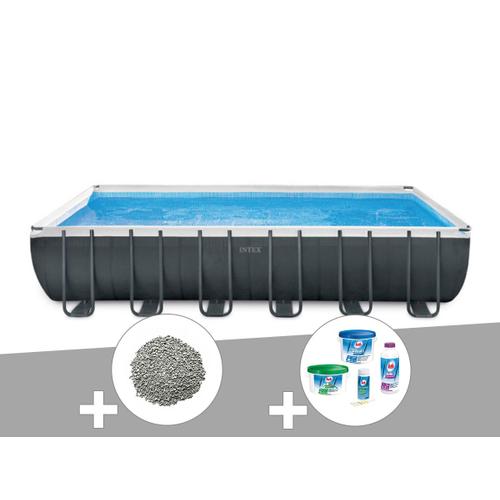 Kit piscine tubulaire Intex Ultra XTR Frame rectangulaire 7,32 x 3,66 x 1,32 m + 20 kg de z?olite + Kit de traitement au chlore