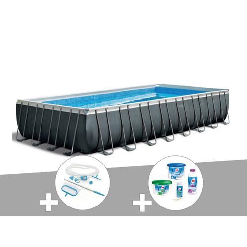 Kit piscine tubulaire Intex Ultra XTR Frame rectangulaire 9,75 x 4,88 x 1,32 m + Kit de traitement au chlore + Kit d'entretien