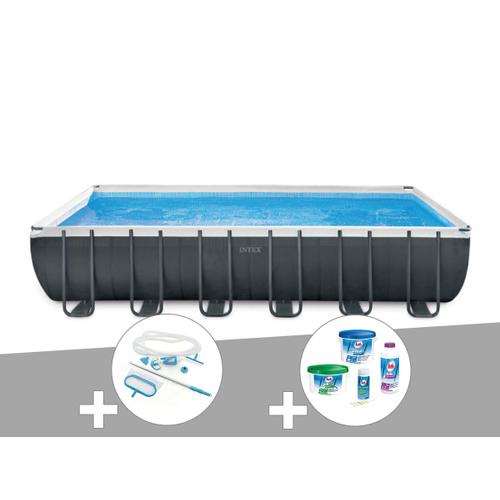 Kit piscine tubulaire Intex Ultra XTR Frame rectangulaire 7,32 x 3,66 x 1,32 m + Kit de traitement au chlore + Kit d'entretien