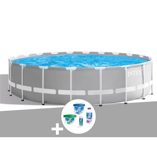 Kit piscine tubulaire Intex Prism Frame ronde 6,10 x 1,32 m + Kit de traitement au chlore