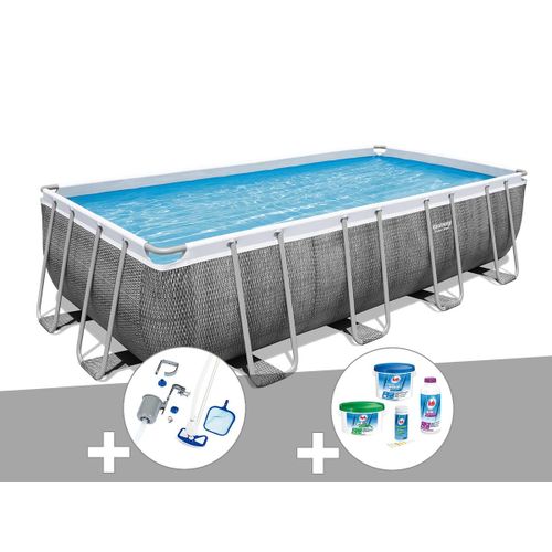 Kit piscine tubulaire rectangulaire Bestway Power Steel 5,49 x 2,74 x 1,22 m + Kit de traitement au chlore + Kit d'entretien Deluxe