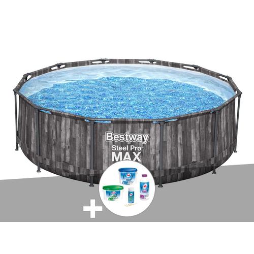 Kit piscine tubulaire ronde Bestway Steel Pro Max décor bois 3,66 x 1,00 m + Kit de traitement au chlore