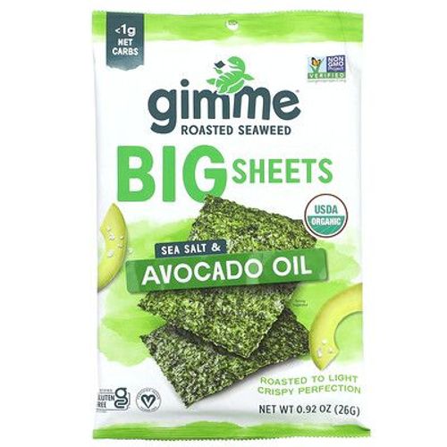 gimMe Algues grillées, Grandes feuilles, Sel de mer et huile d'avocat, 26 g