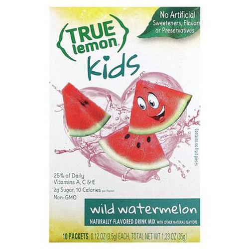 True Citrus Kids, True Lemon, Pastèque Sauvage, 10 Sachets, 3,5 G Chacun