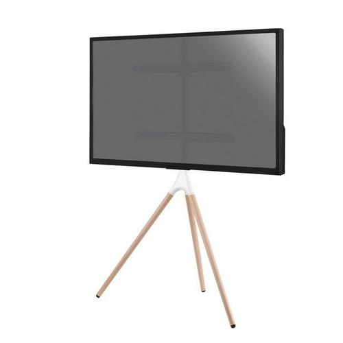 Support chevalet design scandinave pour TV 45"- 65" blanc/hêtre