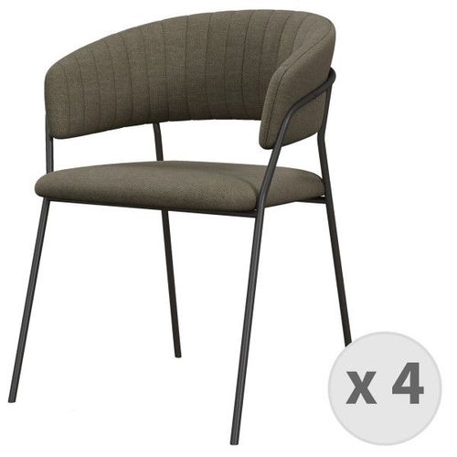 Luca-Fauteuil De Table En Tissu Taupe Et Métal Noi (X4)