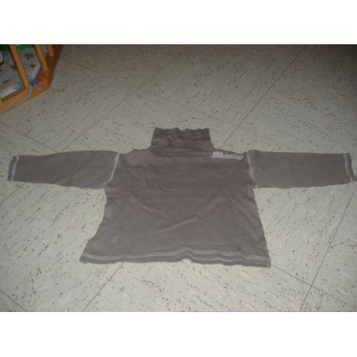 Tee Shirt Col Roulé Manches Longues Gris Foncé 24 Mois