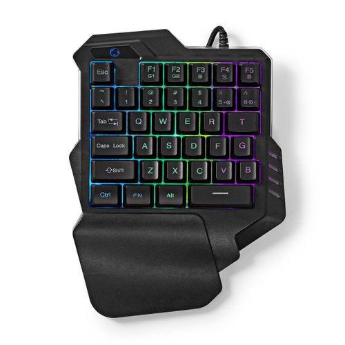 Nedis Clavier de jeu filaire USB Type-A Clés à membrane RGB Une seule main Universel Alimenté par port USB Longueur du câble d'alimentation: 1.60 m Jeux