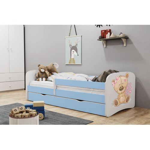 Lit Babydreams Nounours Bleu Fleurs Sans Tiroir Sans Matelas 160/80