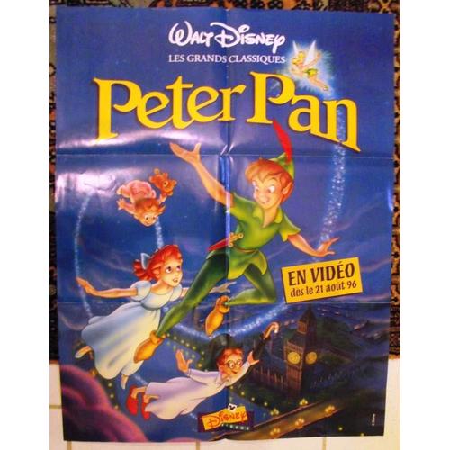 Walt Disney Affiche En Papier Glacé Année 1996 Peter Pan Dimensions 80x60cm