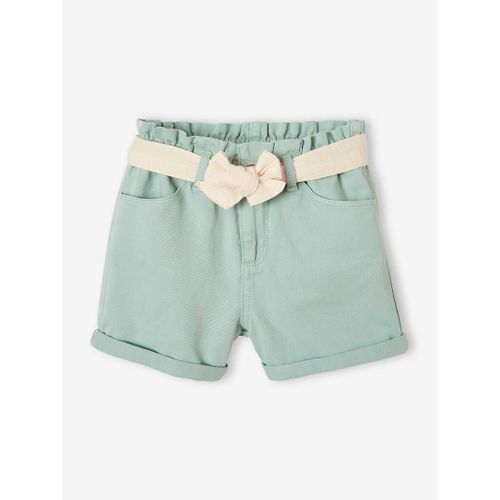 Short Style Paperbag Fille Et Sa Ceinture En Gaze De Coton (Vertbaudet)