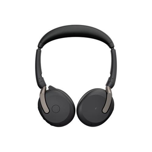 Jabra Evolve2 65 Flex UC Stereo - Micro-casque - sur-oreille - Bluetooth - sans fil - Suppresseur de bruit actif - USB-A - noir - Optimisé pour la CU