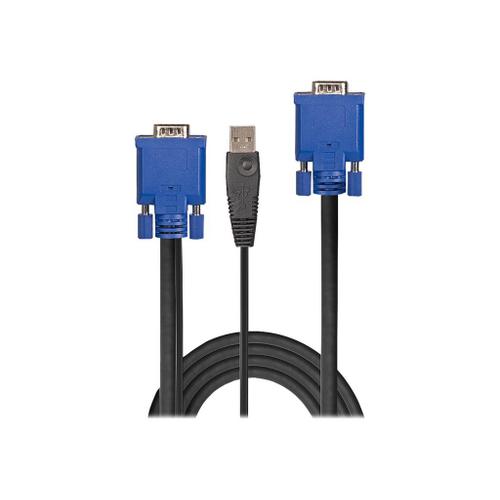 Lindy - Câble clavier / vidéo / souris (KVM) - USB, HD-15 (VGA) (M) pour HD-15 (VGA) (M) - 2 m - prise en charge de 1 920 x 1 200 (WUXGA) 60 Hz - noir