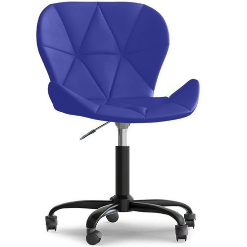 Chaise De Bureau Rembourrée En Simili-Cuir - Structure Noire Winka Bleu