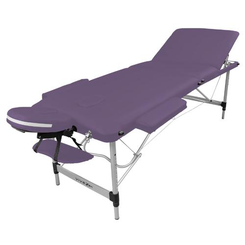 Vivezen - Table De Massage Pliante 3 Zones En Aluminium + Accessoires Et Housse De Transport - Violet