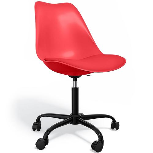 Chaise De Bureau Pivotante Tulip Avec Roulettes - Structure Noire Rouge