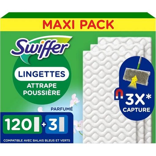Swiffer Recharges Pour Balai Attrape-Poussière, 120 Lingettes Sèche...