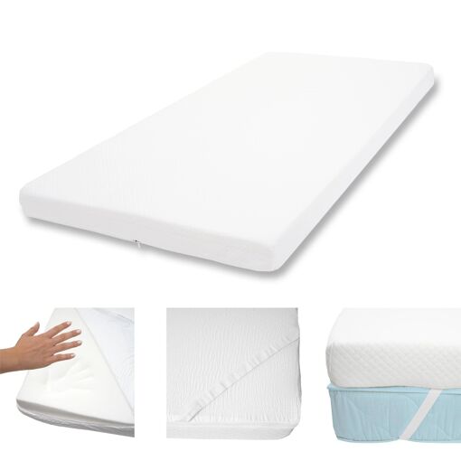 10cm Surmatelas Ă mousse Memory HWC-E63, Couvre-matelas, housse 90x200cm mousse visco