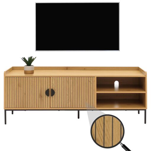 Meuble TV HWC-O39, meuble TV, table TV, meuble bas, commode, mélami...