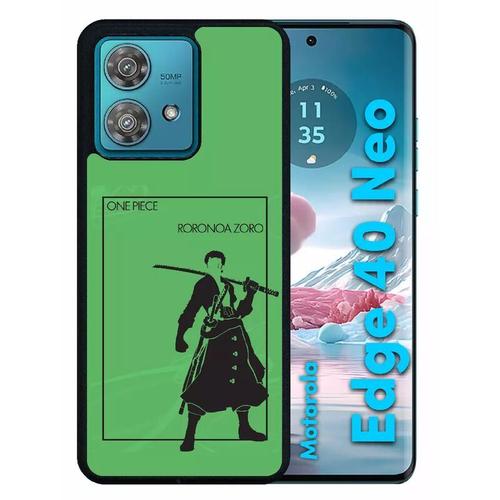 Coque Pour Motorola Edge 40 Neo - One Piece Roronoa Zoro - Silicone - Noir