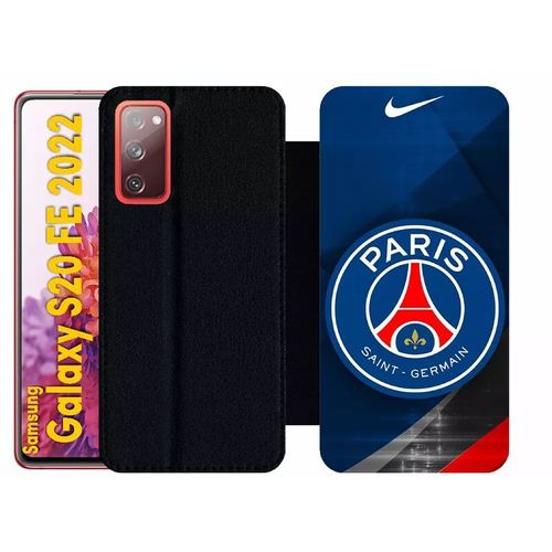 Etui À Rabat Pour Galaxy S20 Fe 2022 - Psg Paris Saint Germain Metalise - Simili-Cuir - Noir