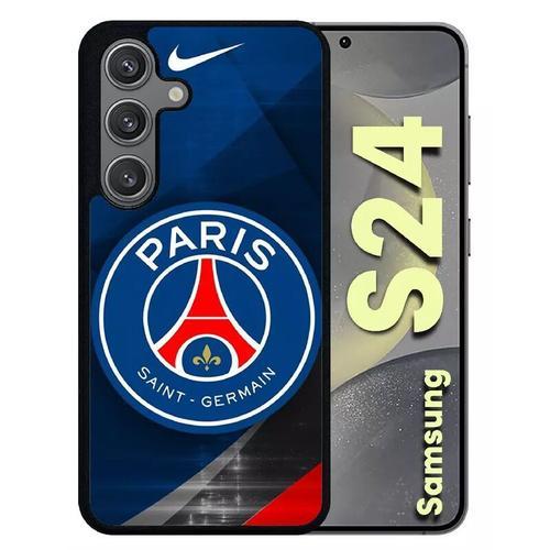 Coque Pour Galaxy S24 - Psg Paris Saint Germain Metalise - Silicone - Noir