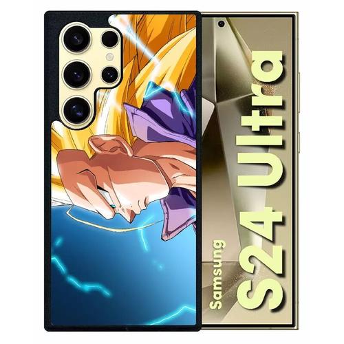 Coque Pour Galaxy S24 Ultra - Dragon Ball Gt Trunks Super Saiyan 3 - Silicone - Noir