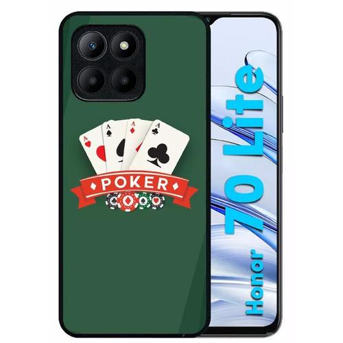 Coque Pour Honor 70 Lite - Poker Casino - Silicone - Noir
