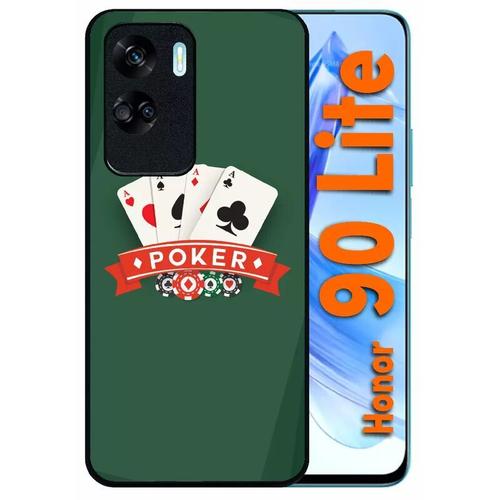Coque Pour Honor 90 Lite - Poker Casino - Silicone - Noir