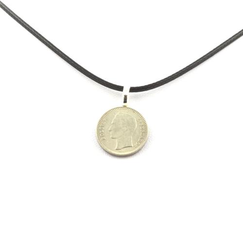 Collier Pièce De Monnaie Cuba 5 Centavos Cordon Noir.