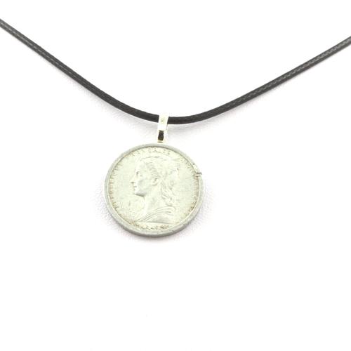 Collier Pièce De Monnaie Djibouti ? Côte Française Des Somalis 1 Franc Cordon Noir.