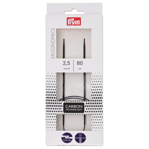 Aiguilles À Tricoter Circulaires Ergonomiques Prym Carbon - 2,5 Mm X 80 Cm - Prym Noir (N°2,5)